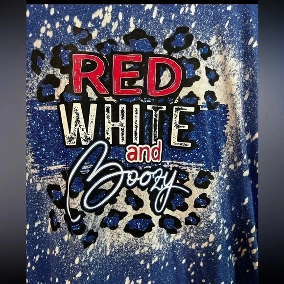 Red White and Boozy bleach washed Tee - Large - Picture 4 of 5